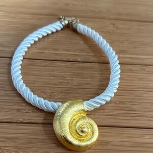 Zara Gold and White Shell Pendant Necklace